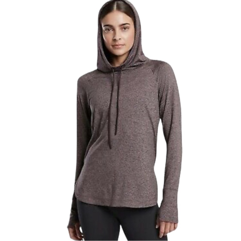Athleta Uptempo Flora Mauve/Shale Hoodie Top